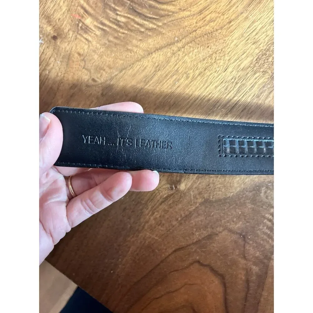 Mission Belt Men's Black Leather‎ 35mm Silver Buckle